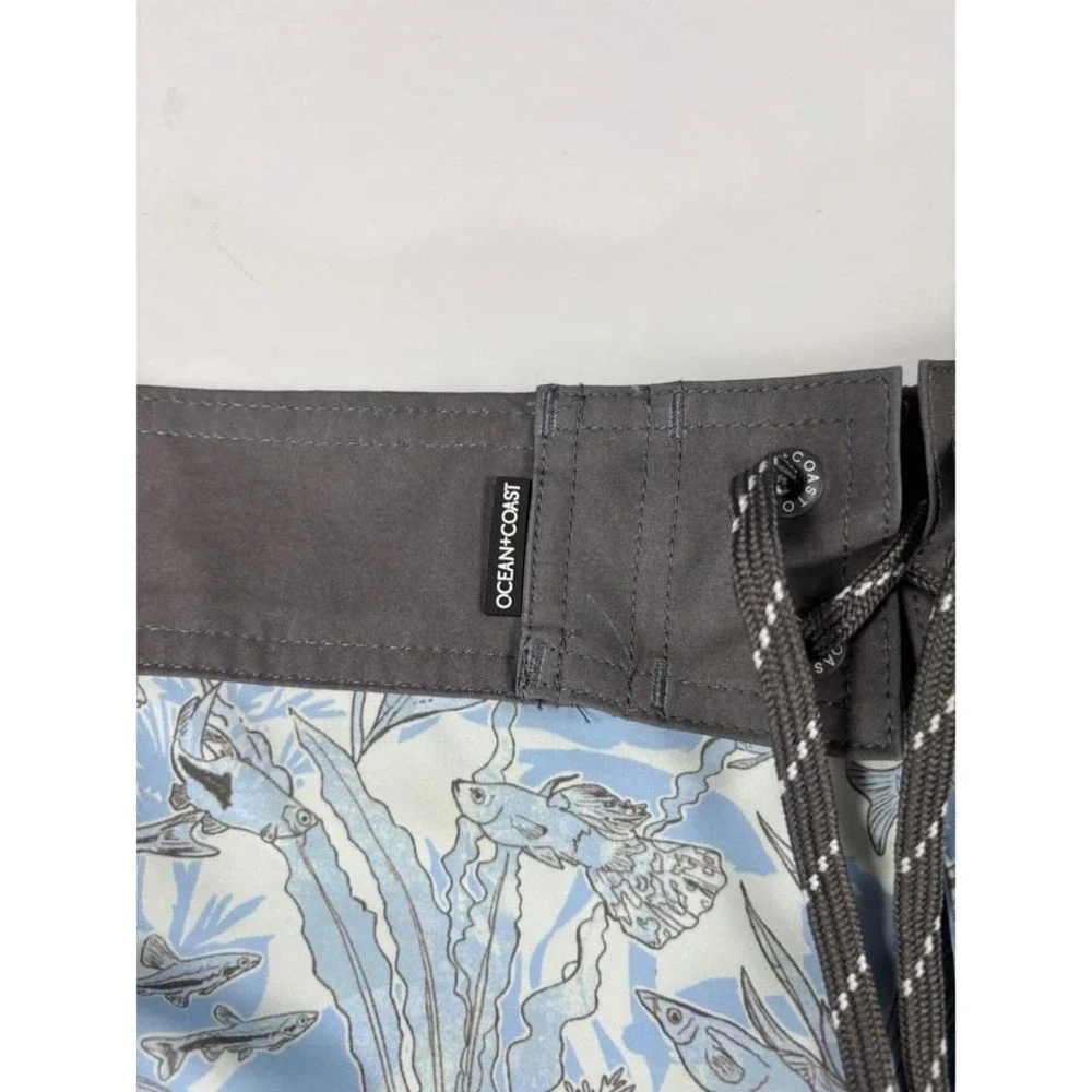 Ocean + Coast Mens Blue‎ Fish Print Board Shorts Swim Trunks Medium